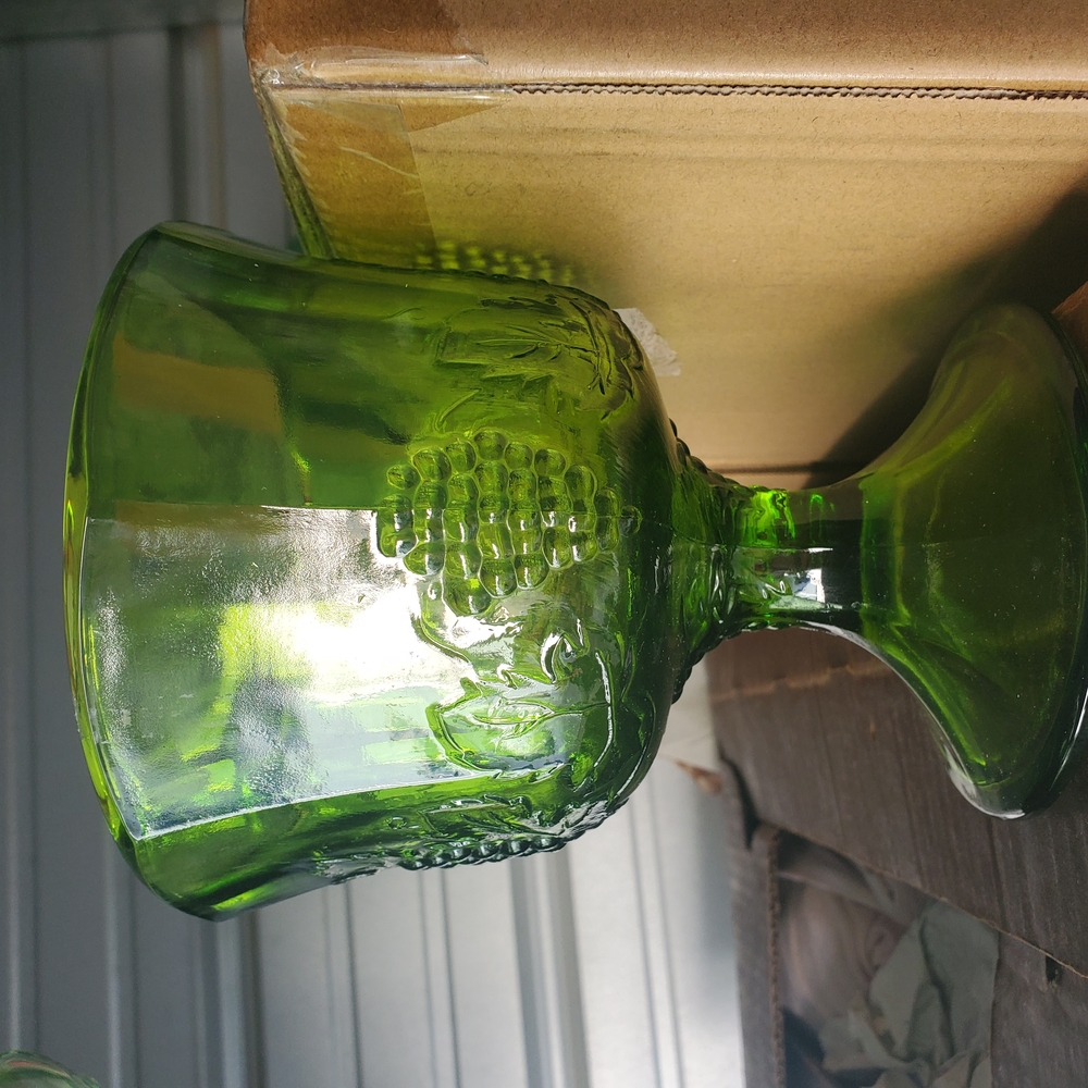 Vintage Green Glass Goblet